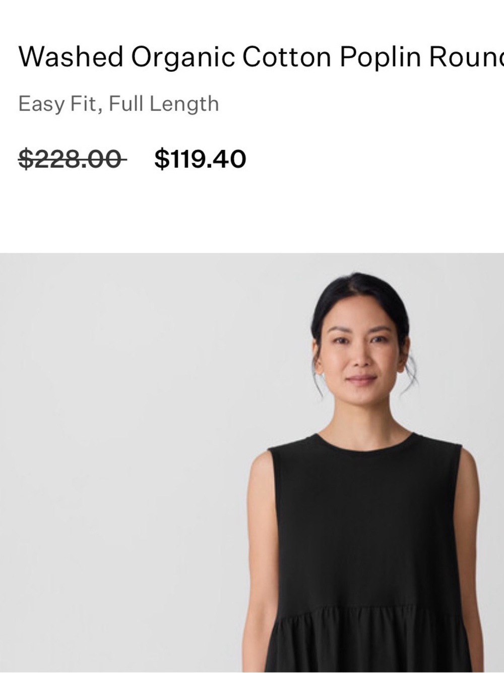 Eileen Fisher Black Organic Cotton Poplin Neck Maxi Dress womens XL - Picture 6 of 14